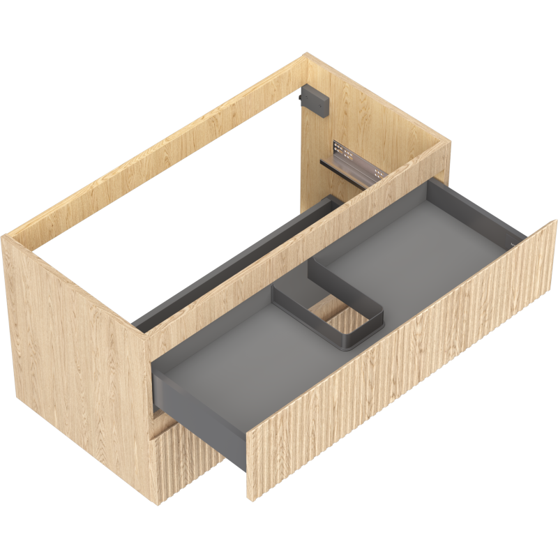 Mexen Rivel koupelnová skříňka pod umyvadlo 90 cm, 2 zásuvky, drážkovaná, dub - 91A20-09047-2-BFF81