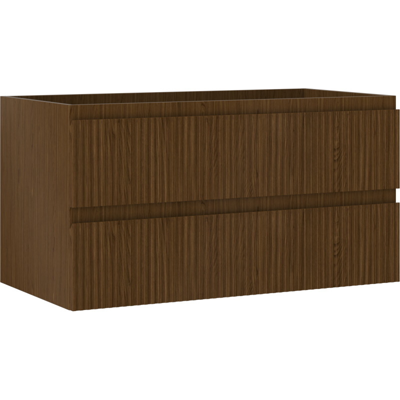 Mexen Rivel koupelnová skříňka pod umyvadlo 90 cm, 2 zásuvky, rýhovaná, ořech - 91A20-09047-2-BFF86