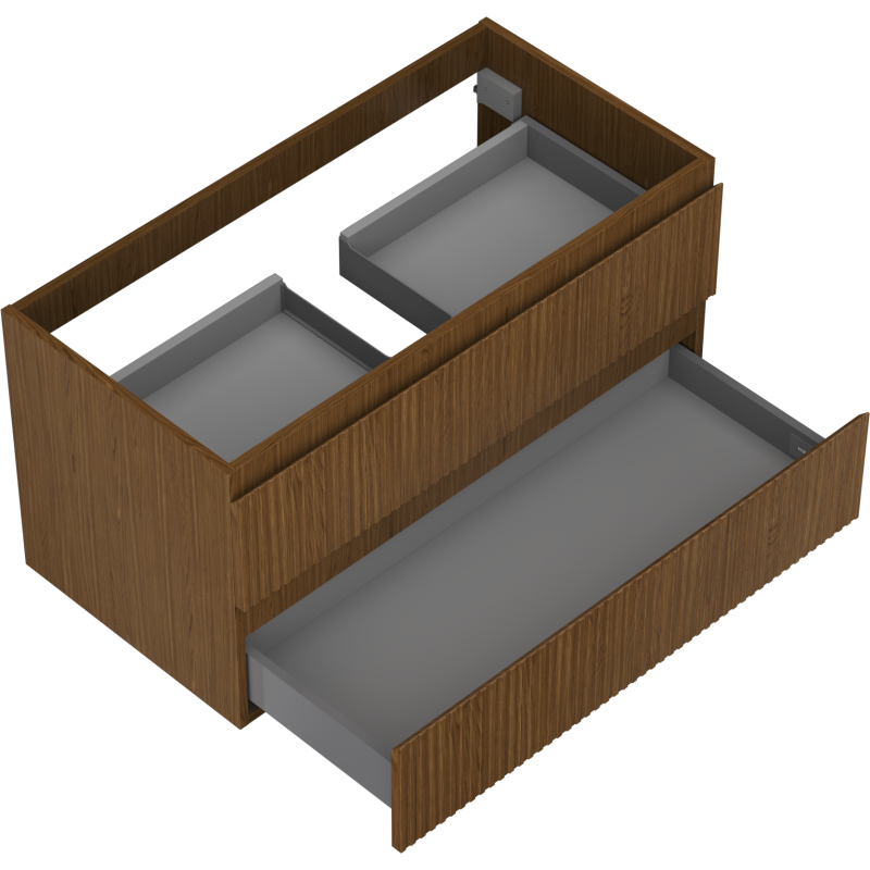 Mexen Rivel koupelnová skříňka pod umyvadlo 90 cm, 2 zásuvky, rýhovaná, ořech - 91A20-09047-2-BFF86