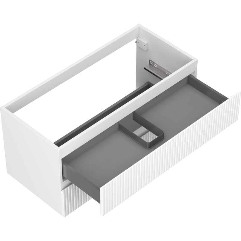 Mexen Rivel koupelnová skříňka pod umyvadlo 100 cm, 2 zásuvky, rýhovaná, bílá matná - 91A20-10047-2-BFF01