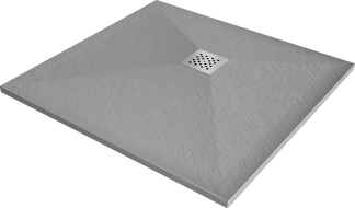Mexen Stone+ čtvercová kompozitní sprchová vanička 90 x 90 cm, šedý-beton - 44619090