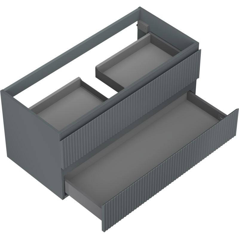 Mexen Rivel koupelnová skříňka pod umyvadlo 100 cm, 2 zásuvky, drážkovaná, grafit mat - 91A20-10047-2-BFF66