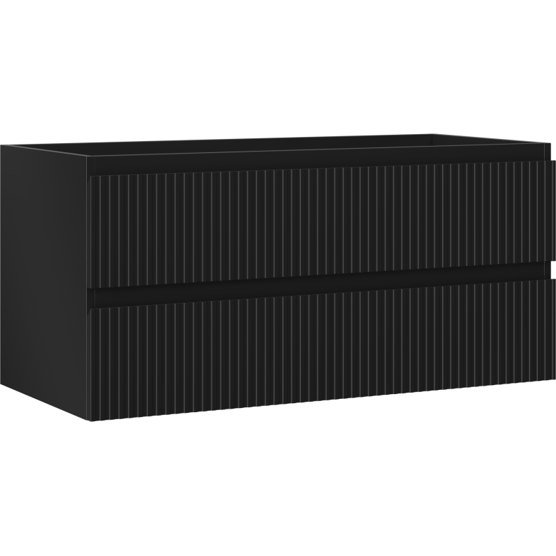 Mexen Rivel koupelnová skříňka pod umyvadlo 100 cm, 2 zásuvky, drážkovaná, černý mat - 91A20-10047-2-BFF71