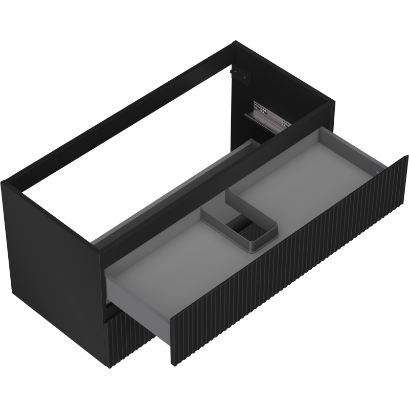 Mexen Rivel koupelnová skříňka pod umyvadlo 100 cm, 2 zásuvky, drážkovaná, černý mat - 91A20-10047-2-BFF71