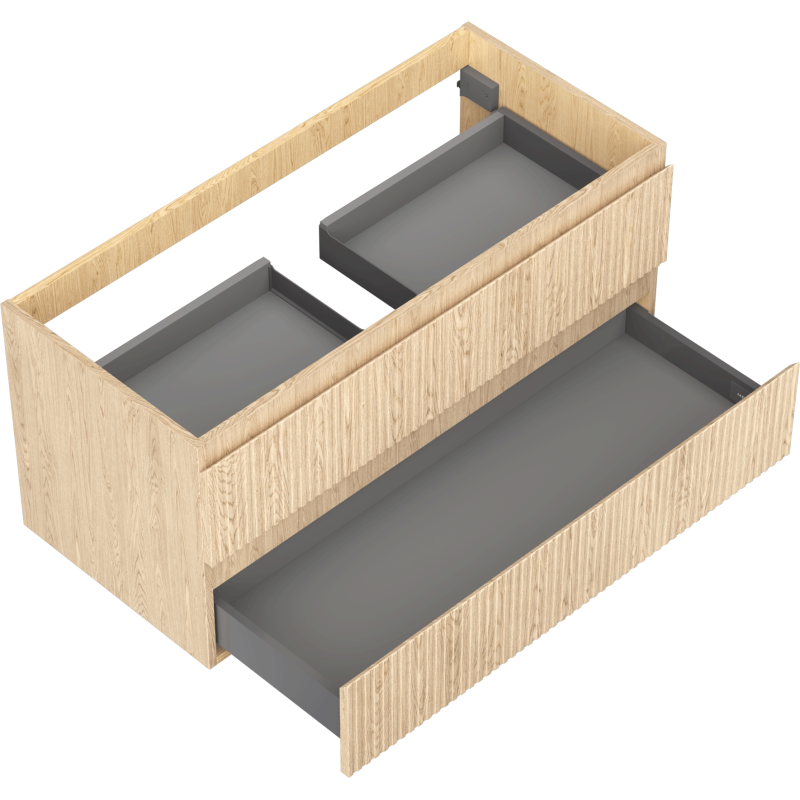 Mexen Rivel koupelnová skříňka pod umyvadlo 100 cm, 2 zásuvky, drážkovaná, dub - 91A20-10047-2-BFF81