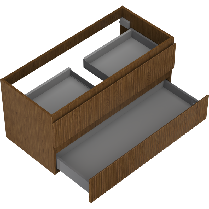 Mexen Rivel koupelnová skříňka pod umyvadlo 100 cm, 2 zásuvky, drážkovaná, ořech - 91A20-10047-2-BFF86