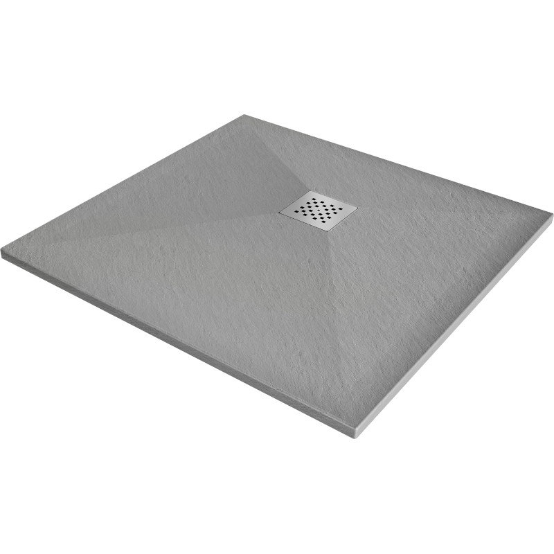 Mexen Stone+ kompozitový čtvercový sprchový kout 100 x 100 cm, šedý-beton - 44611010