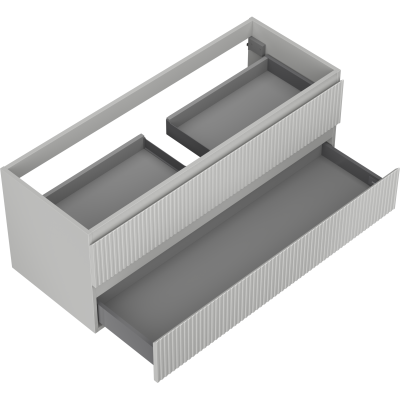Mexen Rivel koupelnová skříňka pod umyvadlo 120 cm, 2 zásuvky, vroubkovaná, šedá mat - 91A20-12047-2-BFF62