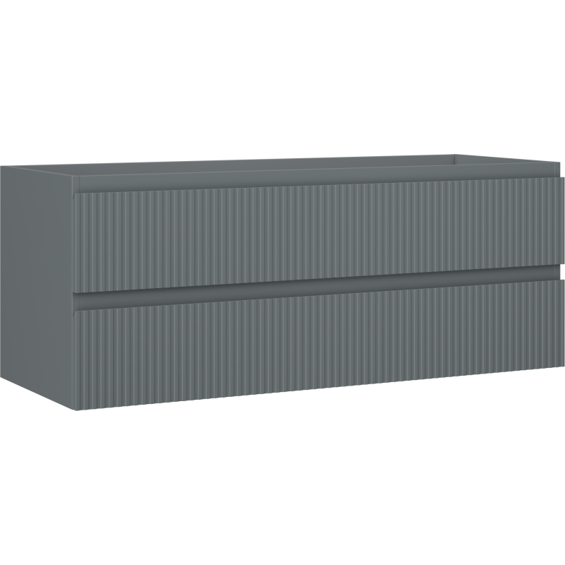 Mexen Rivel koupelnová skříňka pod umyvadlo 120 cm, 2 zásuvky, rýhovaná, grafit mat - 91A20-12047-2-BFF66