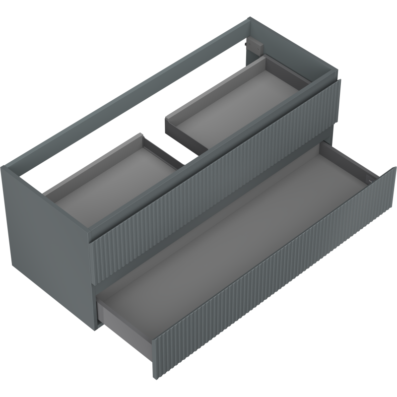 Mexen Rivel koupelnová skříňka pod umyvadlo 120 cm, 2 zásuvky, rýhovaná, grafit mat - 91A20-12047-2-BFF66