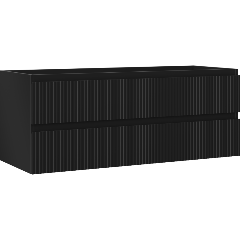 Mexen Rivel koupelnová skříňka pod umyvadlo 120 cm, 2 zásuvky, drážkovaná, černá mat - 91A20-12047-2-BFF71