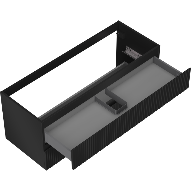 Mexen Rivel koupelnová skříňka pod umyvadlo 120 cm, 2 zásuvky, drážkovaná, černá mat - 91A20-12047-2-BFF71