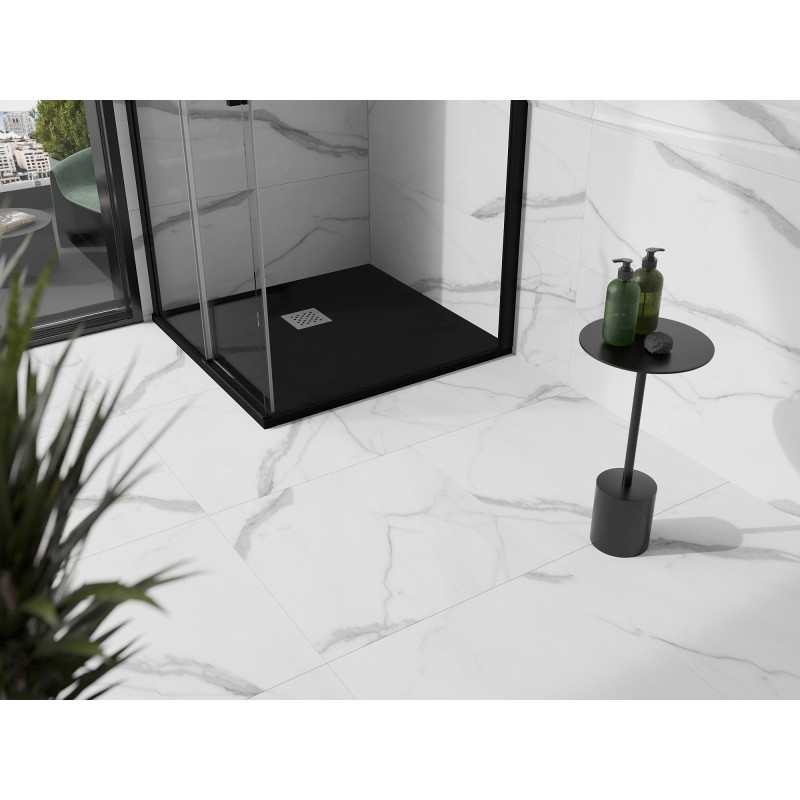 Mexen Stone+ kompozitová čtvercová sprchová vanička 80 x 80 cm, černá - 44708080