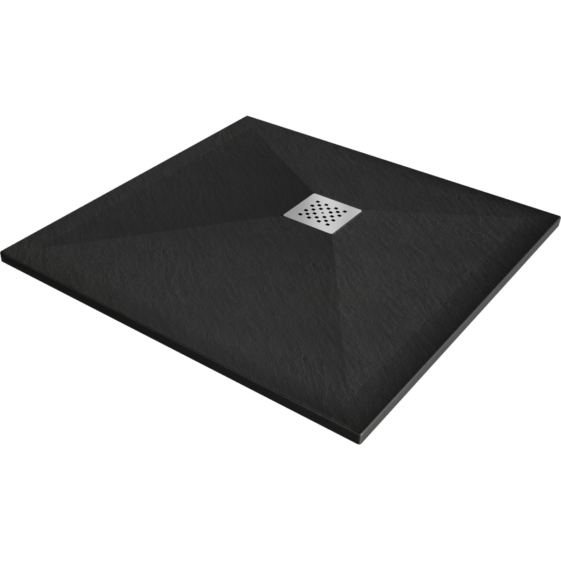 Mexen Stone+ kompozitní čtvercová sprchová vanička 80 x 80 cm, černá - 44708080