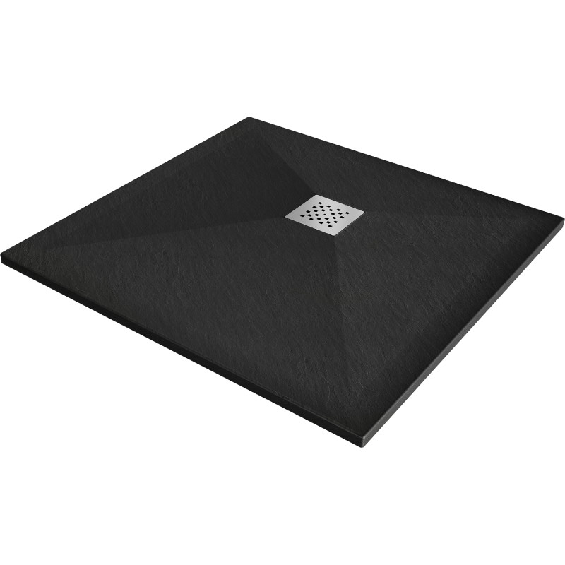 Mexen Stone+ kompozitová čtvercová sprchová vanička 80 x 80 cm, černá - 44708080