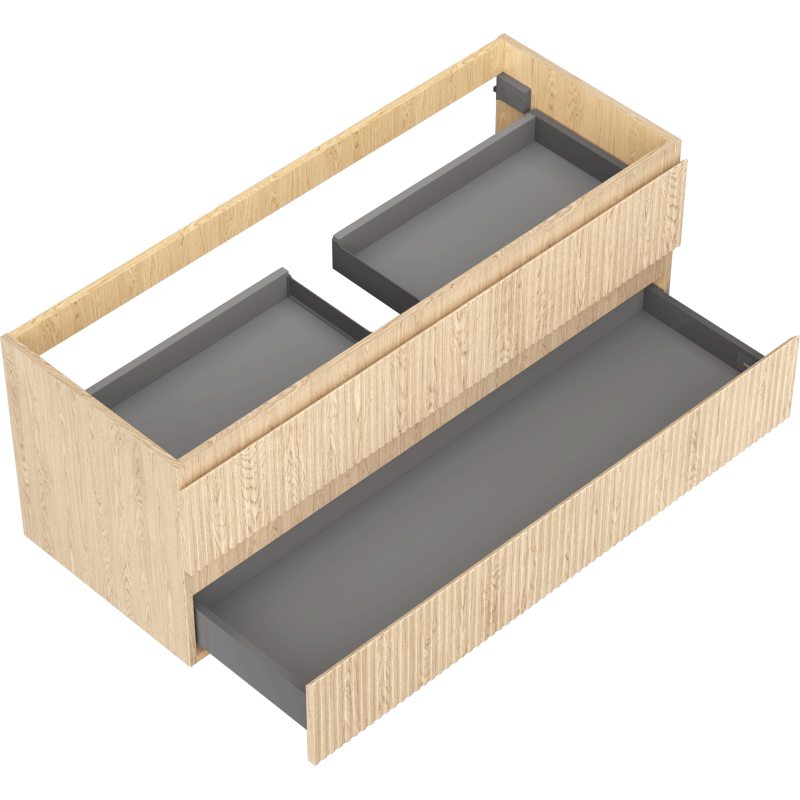 Mexen Rivel koupelnová skříňka pod umyvadlo 120 cm, 2 zásuvky, drážkovaná, dub - 91A20-12047-2-BFF81