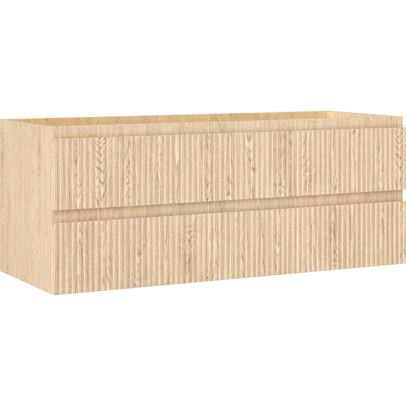 Mexen Rivel koupelnová skříňka pod umyvadlo 120 cm, 2 zásuvky, drážkovaná, dub - 91A20-12047-2-BFF81