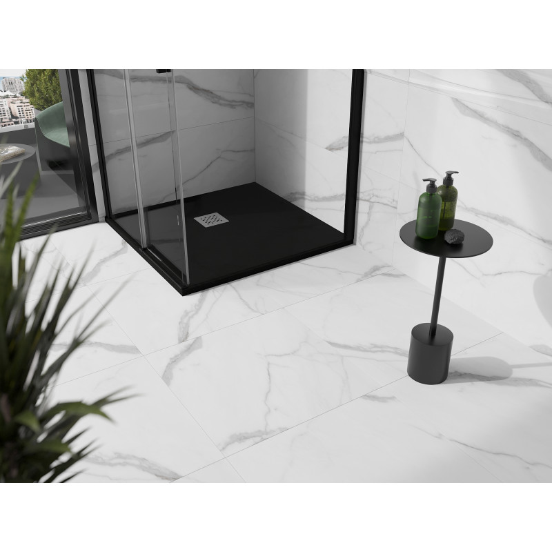 Mexen Stone+ kompozitní čtvercová sprchová vanička 100 x 100 cm, černá - 44701010
