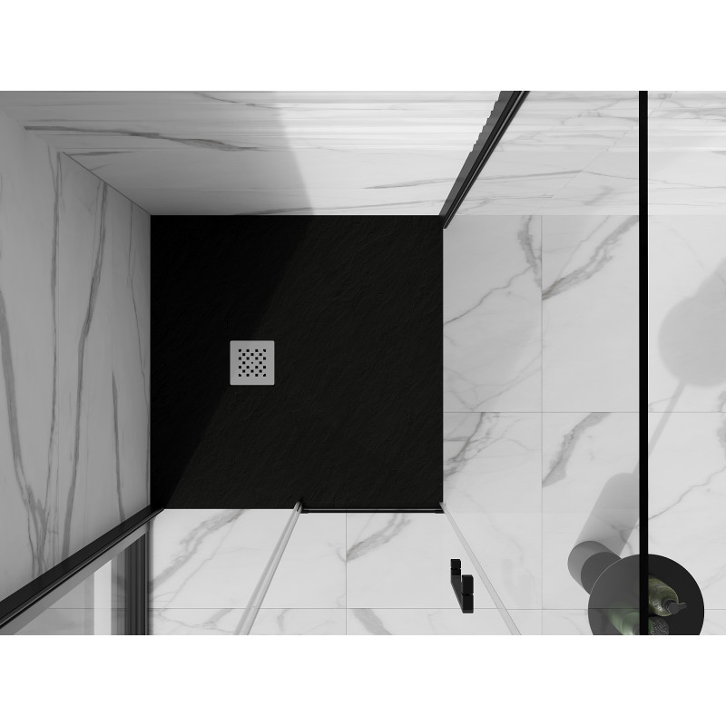 Mexen Stone+ kompozitní čtvercová sprchová vanička 100 x 100 cm, černá - 44701010