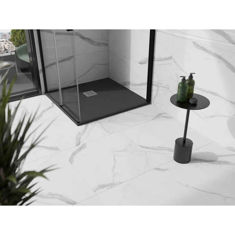 Mexen Stone+ čtvercová kompozitní sprchová vanička 80 x 80 cm, antracitová - 44718080