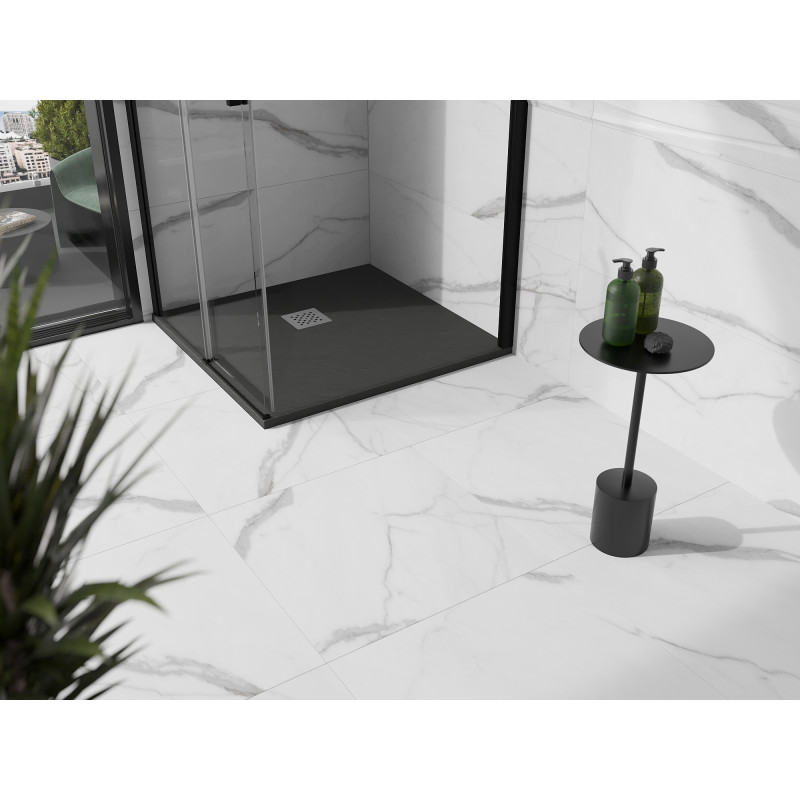 Mexen Stone+ čtvercová kompozitní vanička 80 x 80 cm, antracit - 44718080