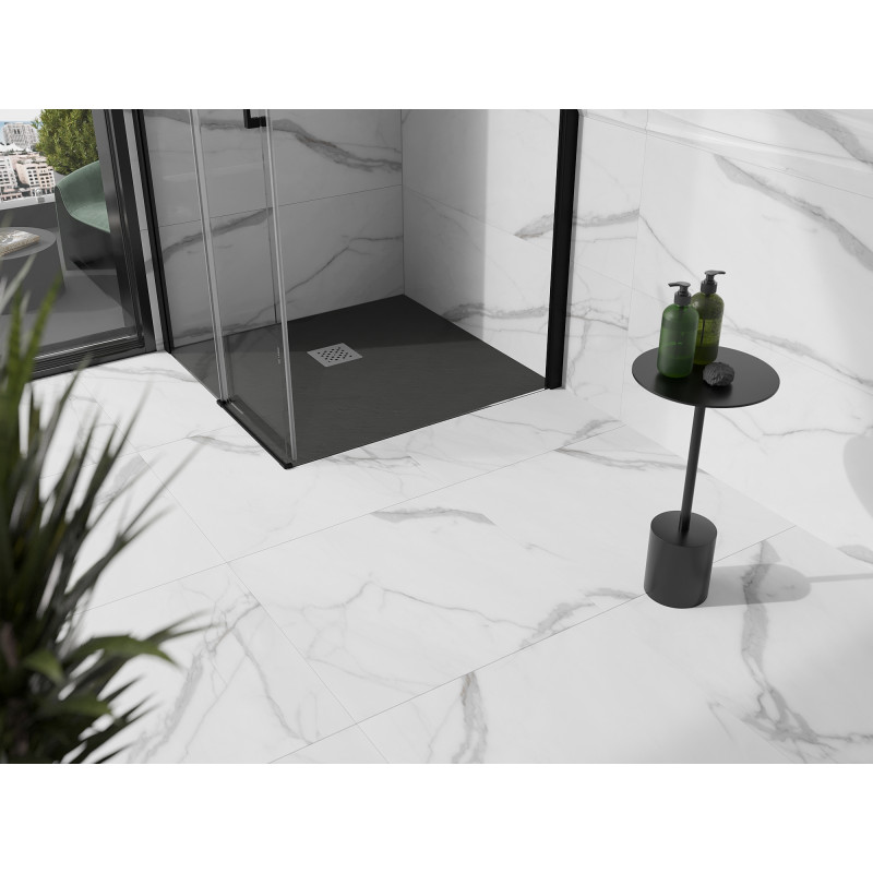 Mexen Stone+ čtvercová kompozitní vanička 80 x 80 cm, antracit - 44718080