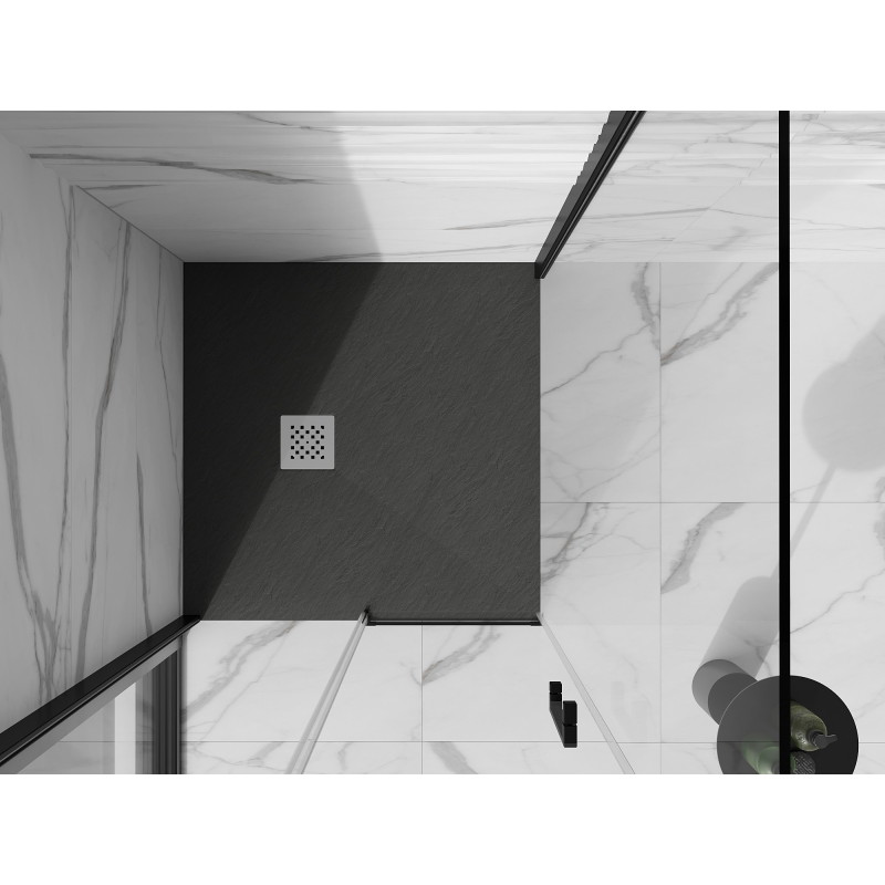 Mexen Stone+ čtvercová kompozitní sprchová vanička 80 x 80 cm, antracitová - 44718080