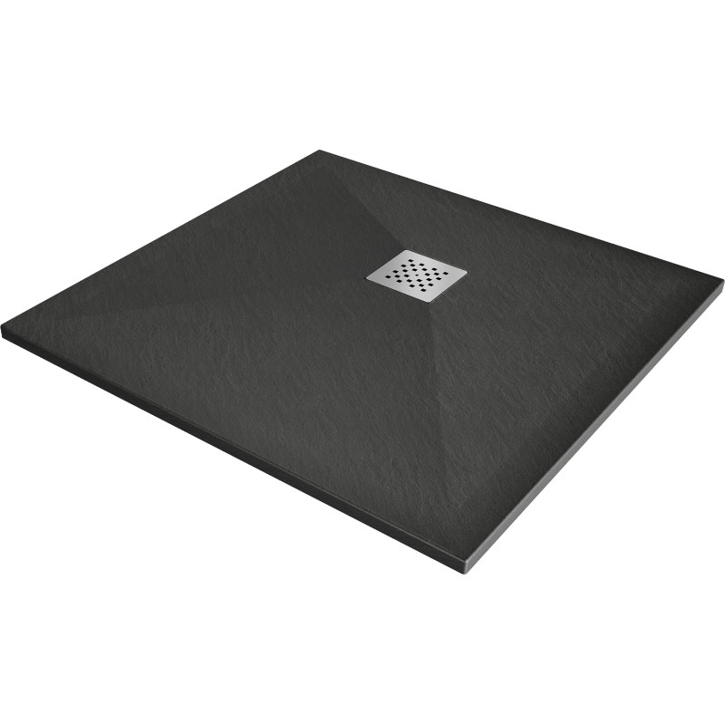 Mexen Stone+ čtvercová kompozitní sprchová vanička 80 x 80 cm, antracitová - 44718080