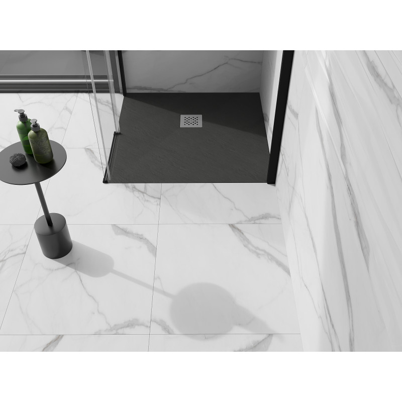 Mexen Stone+ čtvercová kompozitní sprchová vanička 90 x 90 cm, antracit - 44719090