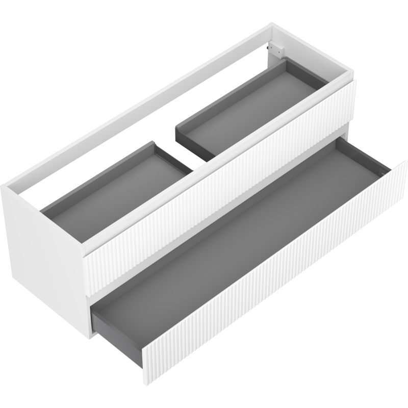 Mexen Rivel koupelnová skříňka pod umyvadlo 140 cm, 2 zásuvky, drážkovaná, bílá mat - 91A20-14047-2-BFF01