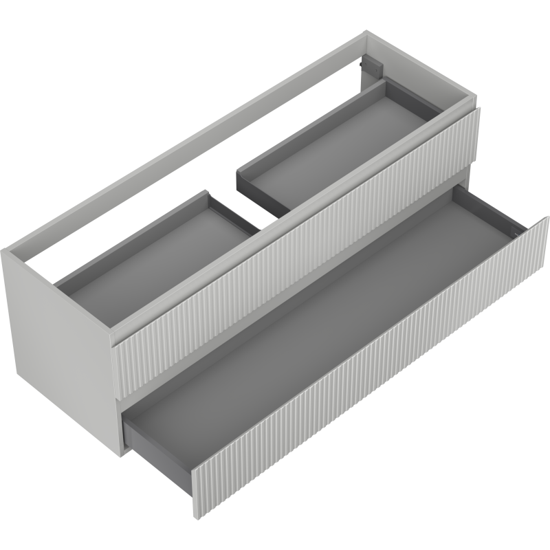 Mexen Rivel koupelnová skříňka pod umyvadlo 140 cm, 2 zásuvky, vroubkovaná, šedá mat - 91A20-14047-2-BFF62