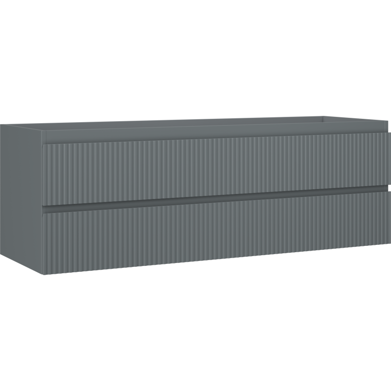 Mexen Rivel koupelnová skříňka pod umyvadlo 140 cm, 2 zásuvky, drážkovaná, matný grafit - 91A20-14047-2-BFF66