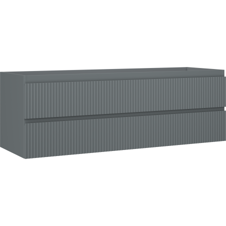 Mexen Rivel koupelnová skříňka pod umyvadlo 140 cm, 2 zásuvky, drážkovaná, matný grafit - 91A20-14047-2-BFF66