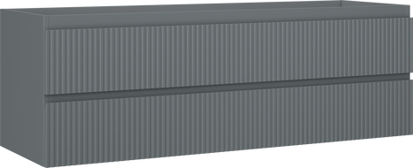 Mexen Rivel koupelnová skříňka pod umyvadlo 140 cm, 2 zásuvky, drážkovaná, matný grafit - 91A20-14047-2-BFF66