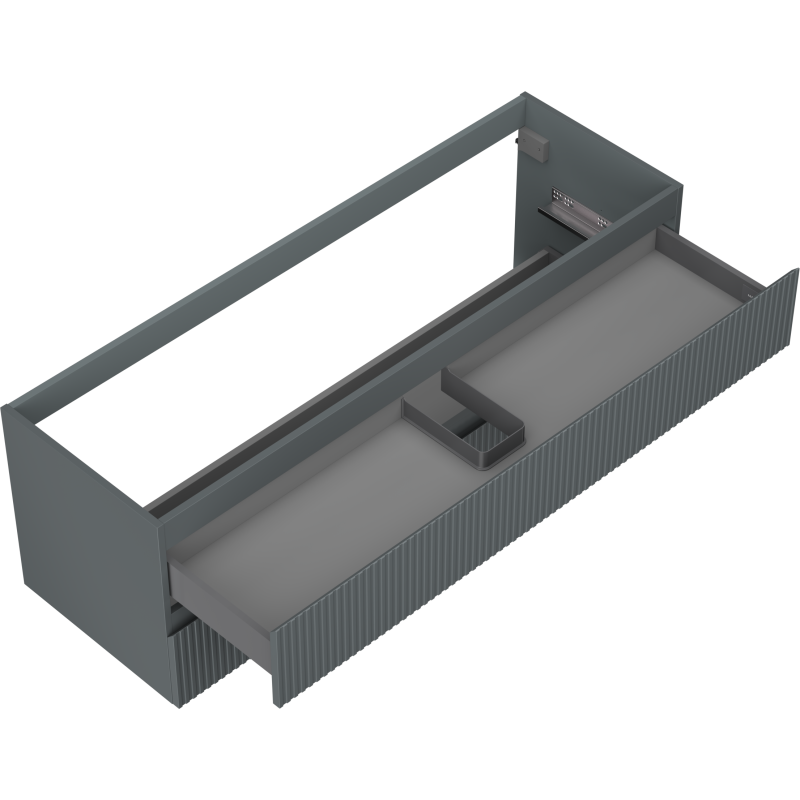 Mexen Rivel koupelnová skříňka pod umyvadlo 140 cm, 2 zásuvky, drážkovaná, matný grafit - 91A20-14047-2-BFF66