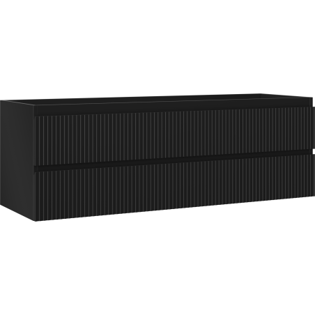 Mexen Rivel skříňka pod umyvadlo 140 cm, 2 zásuvky, rýhovaná, černá mat - 91A20-14047-2-BFF71
