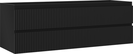Mexen Rivel skříňka pod umyvadlo 140 cm, 2 zásuvky, rýhovaná, černá mat - 91A20-14047-2-BFF71