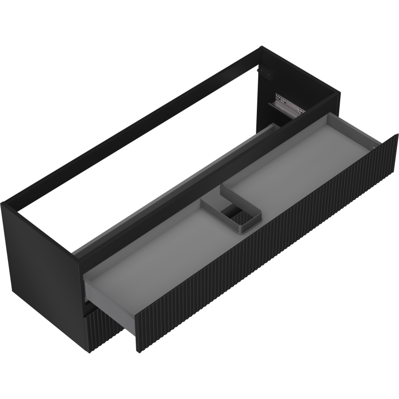 Mexen Rivel skříňka pod umyvadlo 140 cm, 2 zásuvky, rýhovaná, černá mat - 91A20-14047-2-BFF71