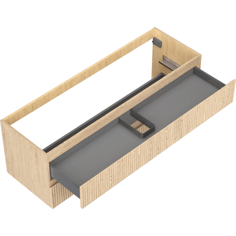 Mexen Rivel koupelnová skříňka pod umyvadlo 140 cm, 2 zásuvky, žebrovaná, dub - 91A20-14047-2-BFF81