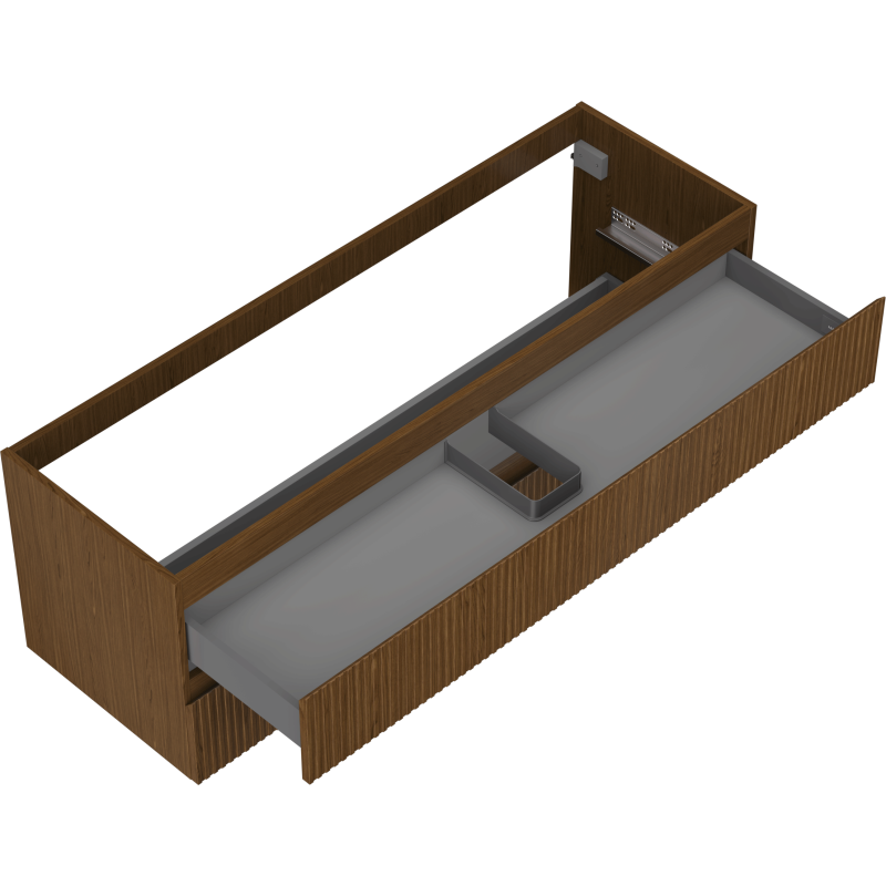 Mexen Rivel koupelnová skříňka pod umyvadlo 140 cm, 2 zásuvky, drážkovaná, ořech - 91A20-14047-2-BFF86