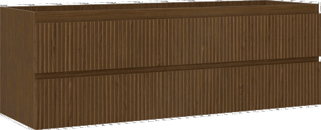 Mexen Rivel koupelnová skříňka pod umyvadlo 140 cm, 2 zásuvky, drážkovaná, ořech - 91A20-14047-2-BFF86