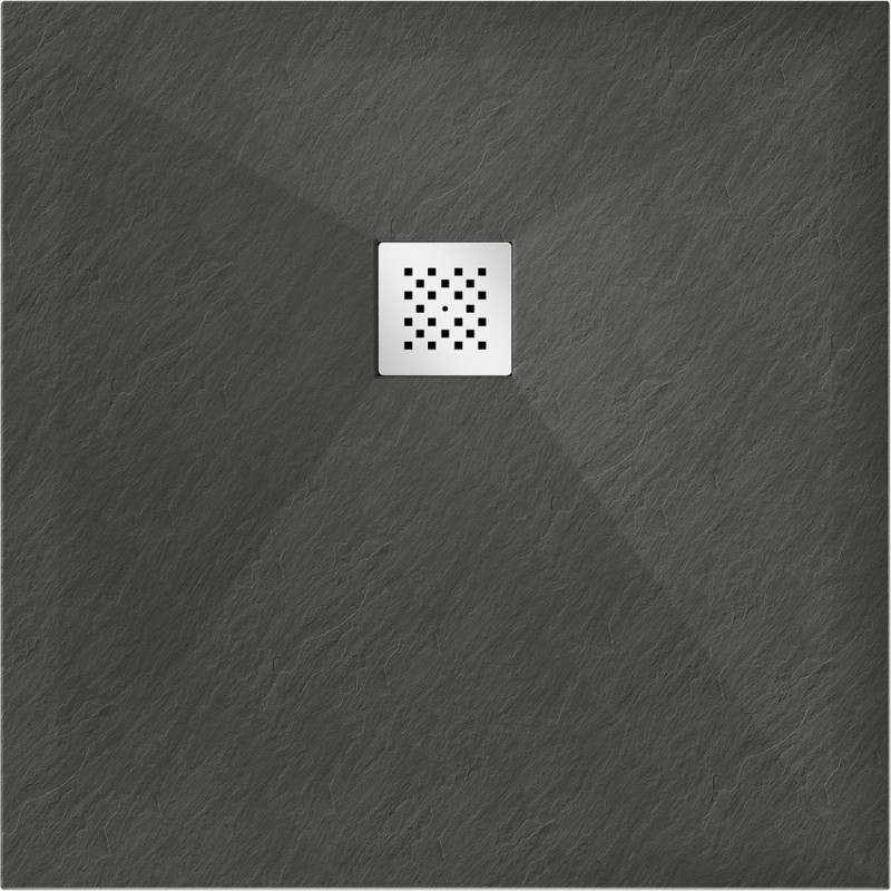 Mexen Stone+ kompozitní čtvercová sprchová vanička 100 x 100 cm, antracit - 44711010