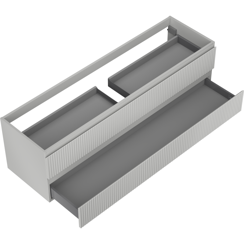 Mexen Rivel koupelnová skříňka pod umyvadlo 160 cm, 2 zásuvky, drážkovaná, šedá mat - 91A20-16047-2-BFF62