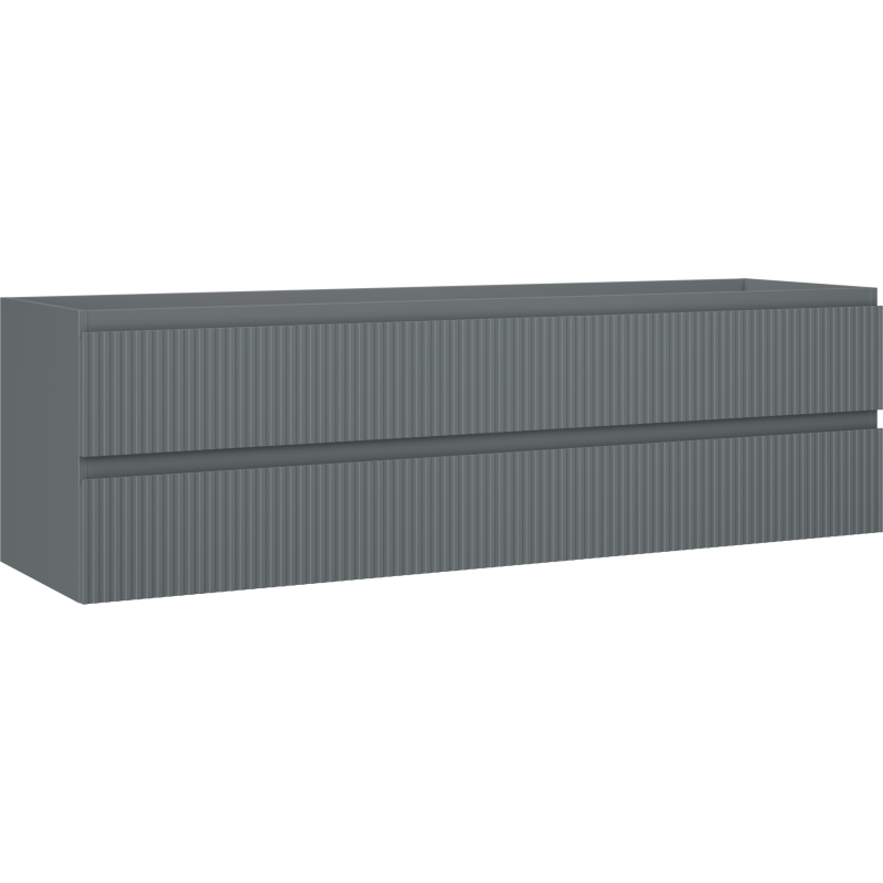 Mexen Rivel koupelnová skříňka pod umyvadlo 160 cm, 2 zásuvky, rýhovaná, grafit mat - 91A20-16047-2-BFF66