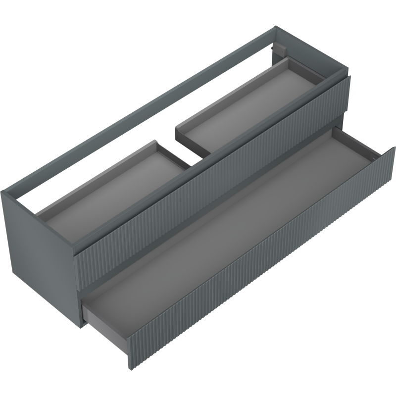 Mexen Rivel koupelnová skříňka pod umyvadlo 160 cm, 2 zásuvky, rýhovaná, grafit mat - 91A20-16047-2-BFF66
