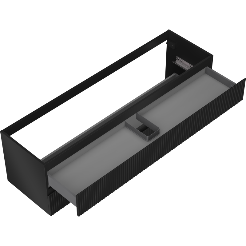 Mexen Rivel koupelnová skříňka pod umyvadlo 160 cm, 2 zásuvky, rýhovaná, černá matná - 91A20-16047-2-BFF71