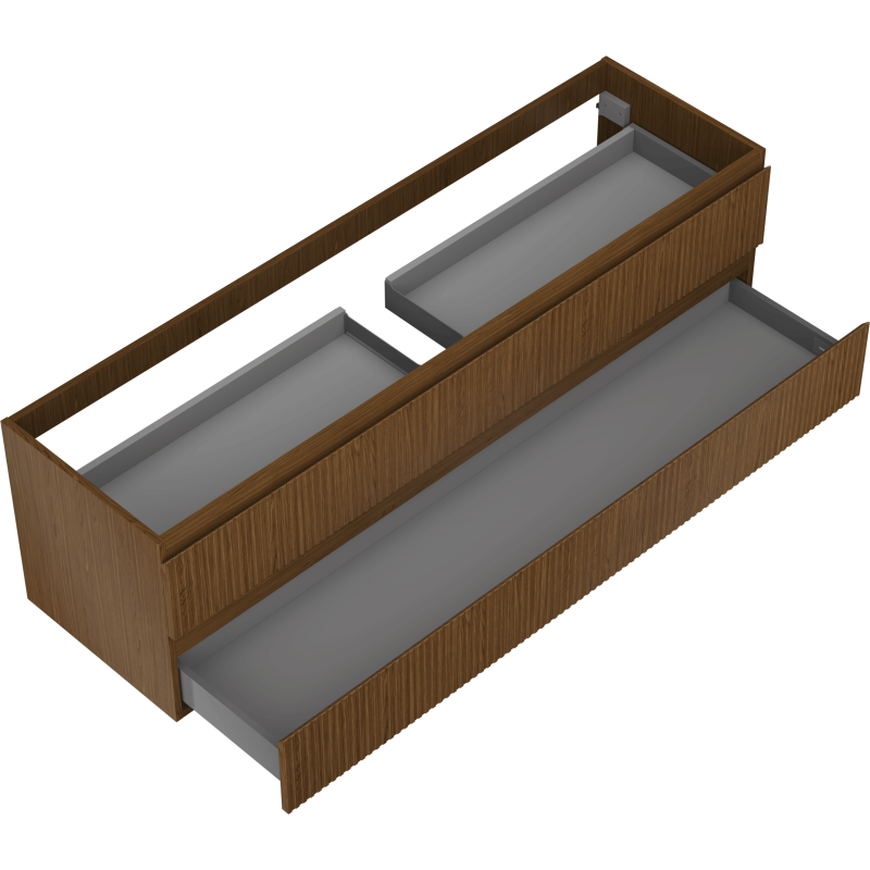 Mexen Rivel koupelnová skříňka pod umyvadlo 160 cm, 2 zásuvky, drážkovaná, ořech - 91A20-16047-2-BFF86