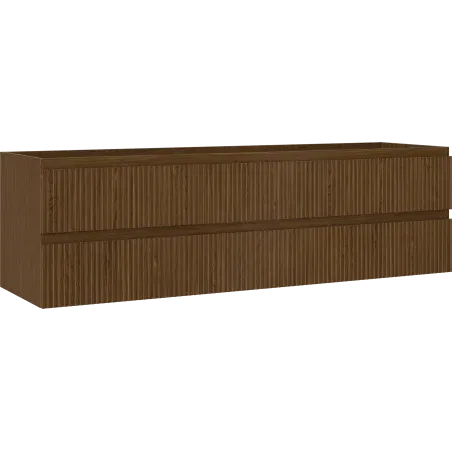 Mexen Rivel koupelnová skříňka pod umyvadlo 160 cm, 2 zásuvky, drážkovaná, ořech - 91A20-16047-2-BFF86