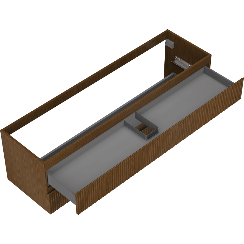 Mexen Rivel koupelnová skříňka pod umyvadlo 160 cm, 2 zásuvky, drážkovaná, ořech - 91A20-16047-2-BFF86