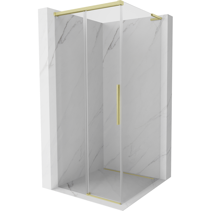 Mexen Rox L sprchový kout posuvný 100 x 100 cm, transparentní, kartáčované zlato - 8C2L-100-100-55-00